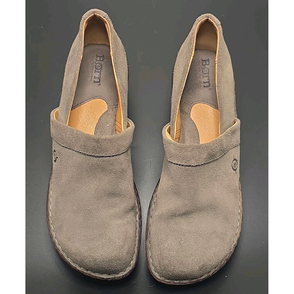 Born Women's Gray Suede Slip-On Clogs Mules Comfort Walking Shoes Size US 9